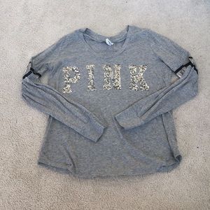 VS Pink Long Sleeve Sequined Top